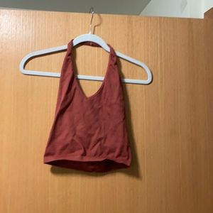 Dark coral halter crop top